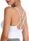 BSLVWG Damen Sport BH Cross Back Strappy BH Wirefree Gepolsterte Mid Impact Fitness BH Gym Yoga Running BH Sexy Crop Top für Frauen (Weiß, S)