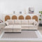 Sofa U Form, Schlafsofa mit Bettkasten, Ecksofa mit Schlaffunktion - Zum Doppelbett umbaubar, Modern Design Couch, Armlehnen faltbar Leinengewebe, Big Sofa, für Wohnzimmer, 280 cm (Beige)