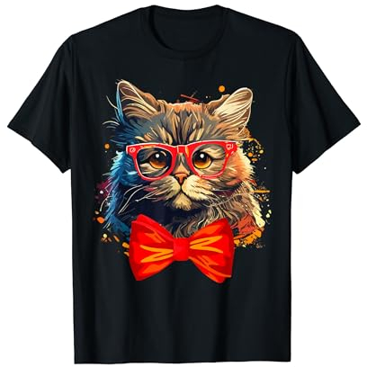 Hipster-Katze mit Brille auf Hipster Cute Kitty in Brille T-Shirt