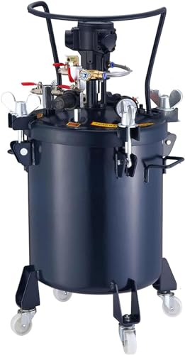 Commercial 6.5 Gallon (30 Liters) Spray Paint Pressure Pot Tank, Automatic Stirring Paint Spray Bucket, with Air Powered Mixing Agitator, with Regulator Pressure Gauge for Large Volume Painting