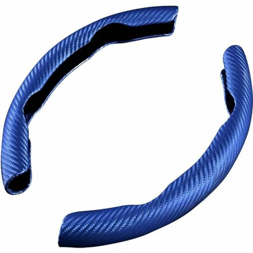 2 Stück Auto Lenkradbezüge für Ford Focus Mondeo Kuga Ecosport,Kohlefaser Lenkräder rutschfeste Sportlenkräder Segmentierter Lenkradbezug Lenkräder Zubehör,Blue