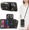 Lipvina Hülle für Samsung Galaxy S23 Hülle mit Band Kartenhalter handyhülle Hülle für Samsung Galaxy S23 mit Reißverschluss Band Ring Ständer Case für Frauen - Schwarz