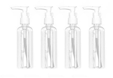 Xvnoesza 4Pcs Travel Pump Bottles Set Transparent Mini Dispenser Bottles for Toiletries Perfect for Skincare Haircare and Cosmetics