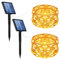 Eyesgood LED Solar Lichterkette Außen mit Batterie Weihnachtsbaum 2 Stück 10m 100LED Solarlichterkette Aussen Wetterfest Outdoor IP65 Wasserdicht Kupferdraht für Party Weihnachten Garten
