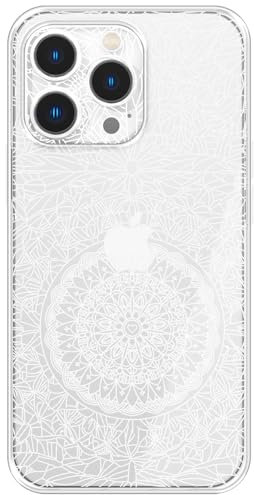 Berkin Arts Compatible with iphone 12 Pro Max Case Clear Cover Rich Colors Make Phone More Eye-catching Personalized Rainbow Elaborate specifics Mandala Floral(With Electroplating Sheet)