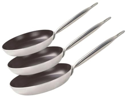 ELO 9804150 Pfannen-Set, 3-teilig, Aluminium, Pfanne, für alle Herdarten, Induktionsherde, Antihaftpfanne, ohne PFAS, Aluminium, Keramik, Edelstahl, 32 x 5,5 cm