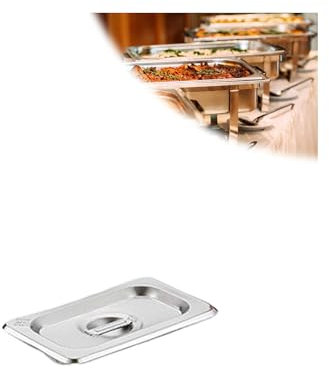 NJDQFA Gastronormbehälter,Zubehör Für Dampfgarer Dampfbacköfen,Edelstahl Restaurantbedarf Wiederverwendbar Dampf Hotel Wasserpfanne,1/9(17.5 * 11cm),Closed lid