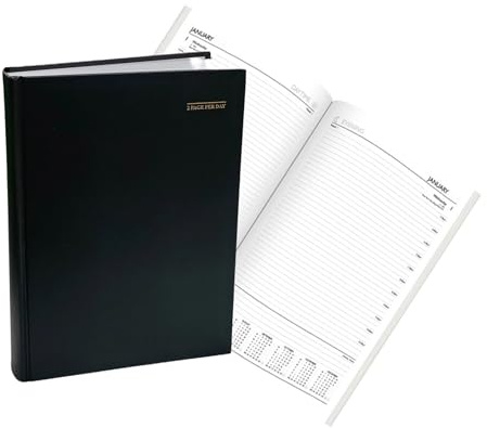 Large 2026 A4 appointment diary - 2 day per page with times - business calendar - large diary - hardback hospitality planner - a4 home office business organiser 2026
