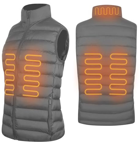 iN Heated Gilet with Smart Heating – Lightweight & Rechargeable Winter Jacket for Women & Men, Heated Jacket for Camping, Skiing, Motorcycle & More - Grey Colour - (XL)