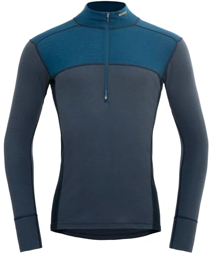 Devold Herren Lauparen Merino 190 Zip Neck Longsleeve, Flood-Night-Ink, S