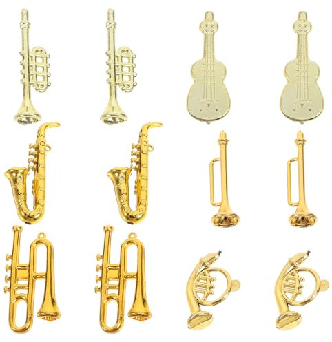 Cabilock Stück Miniatur Musikinstrument Anhänger - Weihnachtsbaum Dekoration, Goldene Und Silberne Designs, Vielfältige Modelle Für Puppenhaus Und Party