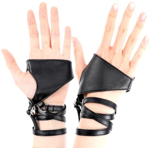 Ymapinc Punk leder handschuhe,Fingerlose Handschuhe Half Palm Lederhandschuhe Fingerlose Lederhandschuhe Schwarz Gothic Handschuhe Rock Handschuhe für Motorrad Hip Hop Cosplay Party Halloween