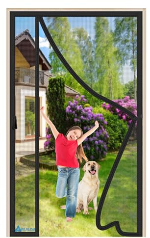 Moustiquaire Porte Fenetre Magnétique 230x200cm Magnétique Moustique Sans Perçage Fermeture Automatique Moustiquaire Baie Vitree Coulissante pour Porte d Entrée Intérieur Noir
