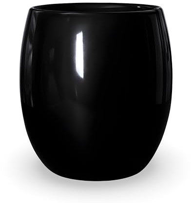 Campella - Maceta Orbis Lacada - Maceta Decorativa Interior - Tiestos plantas - Macetas Redondas,Maceteros Interior y Exterior - Exclusiva,Elegante,Premium,Maceteros Altos (Negro brillo, Grande)