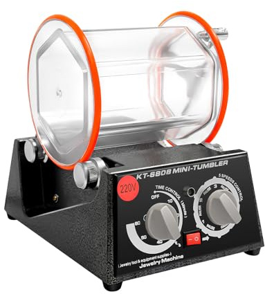 Poliermaschine für Schmuck 60W, Tisch-Poliertrommel mit 5 Geschwindigkeiten & Timer, Sichtbare Trommel, Poliergerät für Gold Silber Kupfer Münzen Hardware, Schmuck Poliere