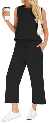 VUTRU Zweiteiler Trainingsanzug Damen Sommer Outfits Tracksuit Kurzarm Lässige Jogginganzug Damen und weite Hose mit Taschen Sport Anzug Hausanzug