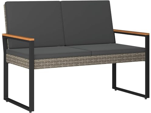 vidaXL Bank Outdoor 2 -Seater 107 x 61 x 80 cm Poly-Rattan Rechteckig
