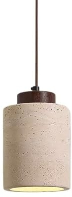 HELCEKOU Lámpara de Techo Tipo araña nórdica de Piedra Natural, Colgante cilíndrico pequeño y Moderno de Madera rústica para Mesa de Comedor, Isla de Cocina, Dormitorio de Estilo rústico.