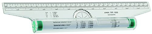 Linex RR1000 Roll-Lineal 300 mm, Einteilung in mm und Zoll, 180° Winkelmesser, mit Umrechnungsformeln