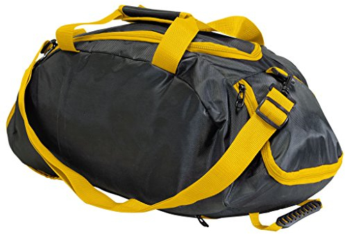 Rucksack Tasche 2 in 1 Sporttasche 40 Liter - Leichte Rucksacktasche für Sport und Freizeit … Schwarz/Gelb
