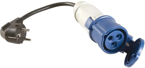 C.A.O. Cordon Adaptateur Caravane Standard Français/CEI Camping, Bleu, 2 pôles + Terre 10/16A-200-250V-50Hz