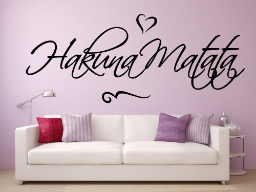 Wandtattoo 68101-58x24 cm~ Text: Hakuna Matata ~ Wandaufkleber Wandtatoos Sticker Aufkleber für die Wand, Fensterbild, Tapetensticker, Türaufkleber, Tattoo aus Markenfolie - aus 32 Farben wählen