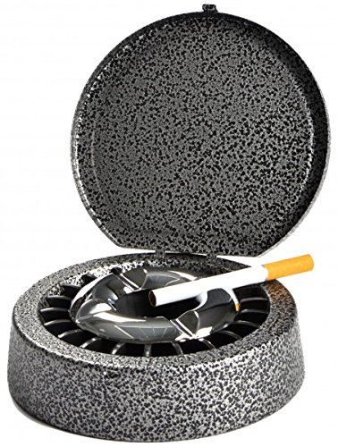 Aschenbecher Rauchfrei Windaschenbecher mit Deckel Chrom 13cm