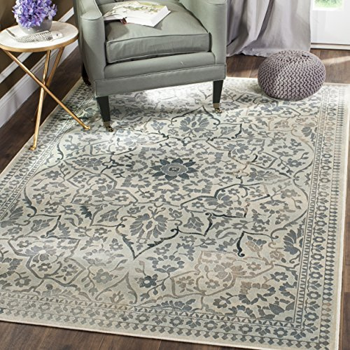 SAFAVIEH Traditionell Teppich für Wohnzimmer, Esszimmer, Schlafzimmer - Vintage Collection, Kurzer Flor, Creme und Hellblau, 160 X 229 cm