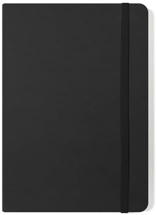 Silvine A5 Executive Soft Feel Notebook Black. 160 Pages (80 Sheets) Ruled 7mm feint. Ref 197BK (148 x 212mm), 391133