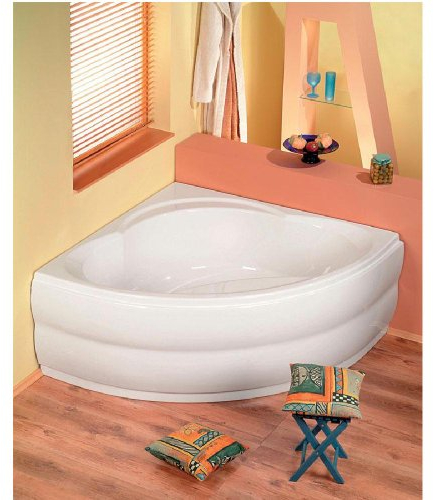 Eckbadewanne ALEXANDRA 140x140x42cm mit Schürze, Ablaufgarnitur und Wannenfüßen