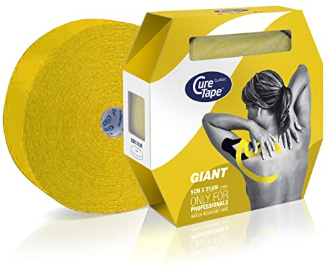 CureTape® Kinesiologie Tape (5 cm x 31,5 m) | Wasserfest und latexfreies Kinesiotapes | Kinesiotape mit TÜV-Zertifikat | Sporttape für den Profi | Physio Tape für Verletzungen & Beschwerden | Gelb
