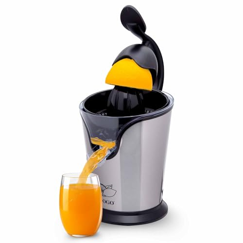 Sogo Exprimidor eléctrico de zumo de naranja y limón con palánca | Acero Inoxidable | Automático y Potente | 2 Conos | 85W (SS-5255)