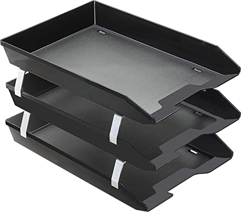 Acrimet Facility 3 Ebenen Briefablage Vorderladung, Letter Tray/A4, Desktop Datei Organizer, Kunststoff (Schwarz)