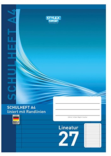 Schulheft DIN A4 Lineatur 27 liniert mit Rand