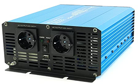 SOLARTRONICS TS2000 Spannungswandler 12V auf 230V - Wechselrichter 2000-4000 Watt Spitzenleistung Reiner Sinus Inverter mit Schuko-& USB Anschluss