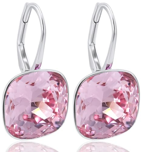 NOBEL SCHMUCK Ohrhänger 925 Silber Marken Kristalle Rosa Ohrringe Klappverschluss