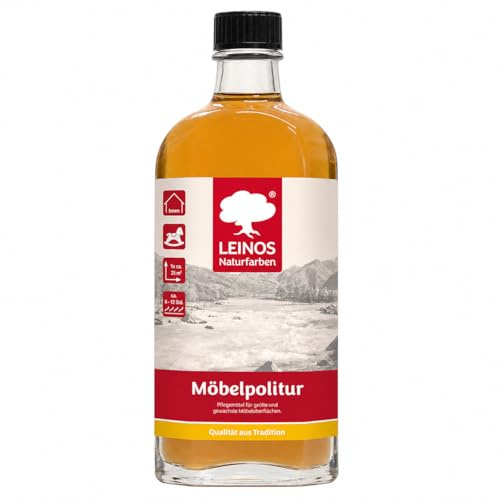 LEINOS Möbelpolitur 0,25 l – farblose Pflege für natürlich geölte, gewachste und lackierte Möbel im Innenbereich, wasserabweisend, tief eindringend und zur Auffrischung hochwertiger Holzoberflächen.