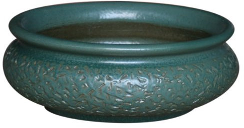 K&K Keramik Watzmann XL Bonsai Pot Flat 50 x 18 cm Matte Green Frost Resistant