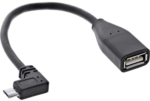 InLine 31606W Micro-USB OTG Adapterkabel, Micro-B Stecker gewinkelt an USB A Buchse, 0,1m