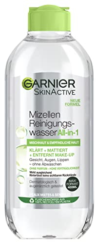 Garnier Eau nettoyante micellaire/nettoyant pour le visage pour peaux mixtes et sensibles (tolérance optimale – sans parfum) 1 x 400 ml