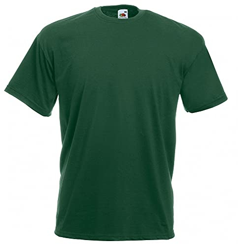 Fruit of the Loom - Camiseta Básica de Manga Corta Modelo Valueweight - Hombres (L/Verde Botella)