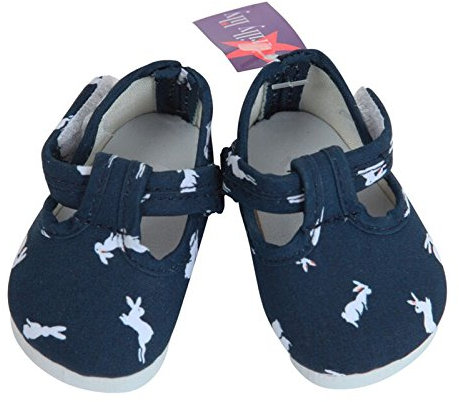 FRILLY LILY Navy Dolls shoes with Little White Bunnies large size 8.2x 4.2 cm TO FIT DOLLS SUCH AS 46 and 43 cm BABY ANNABELL