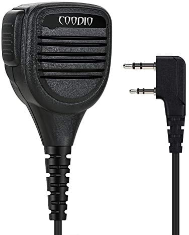 Coodio Remote Lapel Microphone Shoulder Speaker Mic Heavy Duty [IP54 WaterProof] Compatible with 2 Pin Kenwood Radio