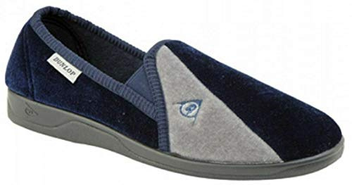 DUNLOP Mens Winston Slip On Memory Foam Washable Carpet Slippers Black/Grey