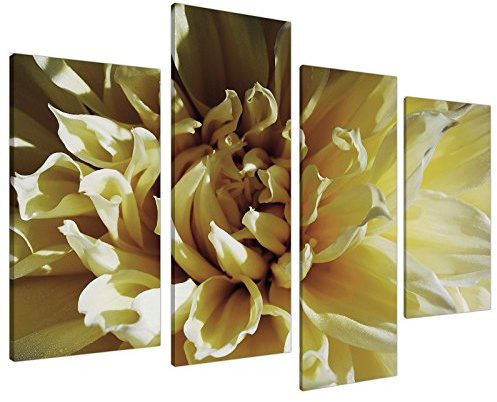 Wallfillers Large Cream Yellow Floral Canvas Flowers Wall Art XL Pictures Set 4104