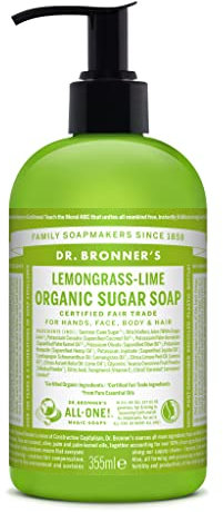 Dr. Bronner's Sugar Soap Flüssigseife, Zitronengrass & Limette, Sandelholz, 0,480 kg