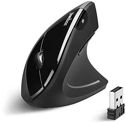 Perixx 11167 PERIMICE-713 Ergonomische Vertikale Kabellose Radiofrequenz Maus, Empfohlen bei Tennisarm/Mausarm, 800/1200/1600 DPI, An/Aus-Schalter Mouse WL Ergo vertical Black
