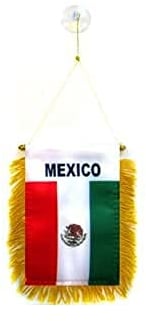 AZ FLAG - Fanion Mexique Pour Décoration Voiture Avec Ventouse et Franges Dorées - Mini Drapeau Mexicain - 13x10 cm