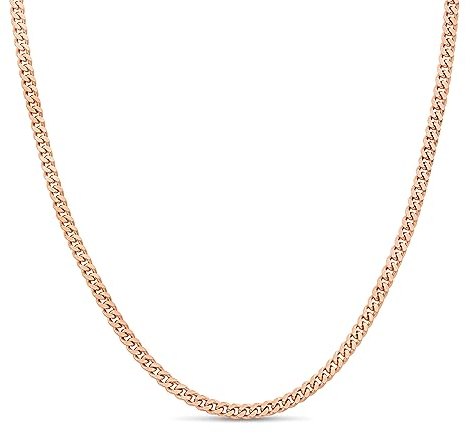 KEZEF Halskette Herren | 3mm Panzerkette Herren, Damen & Jungen | 925 Sterling Silber Männer Kette | Kette erhältlich in 925 Silber, 750 vergoldet und Rosegold vergoldet | Cuban Link Chain