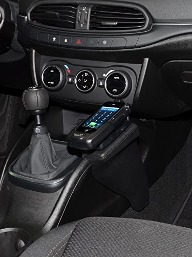 KUDA Handyhalterung passend für FIAT Tipo ab 2016 - Telefonkonsole für Smartphones, Handys, Navi und mehr – Kunstlederkonsole, schwarz, 2405